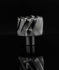 Oscarbide annular cutter, 2-1/4 in diameter, 1 in depth of cut, 3/4 in Weldon shank, front view.