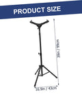 Folding Snare Drum Stand With Adjustable Height Tripod Base Heavy Duty Black Steel Practice Rack dimensions 39in height 16.9in base.