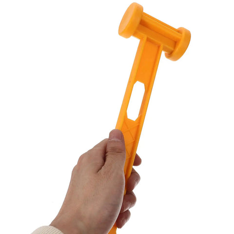 Person holding hammer for Heavy Duty Tent Stakes and Pegs Kit with Windproof Ropes and Hammer Storage Bag Included for Camping Hiking Beach