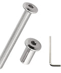 Top Shelf 10 Pack M6 X 45mm Full Thread Flat Head Binding Screws Paired With Matching Nuts Includes Hex Key, stainless steel screws and nuts