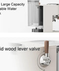 Slick Dual Boiler Semi Automatic Espresso Machine With Built In Grinder And Cold Brew Function 20 Bar Pressure 2100 Watt Motor, showcasing 1.3L portable water tank and solid wood lever valve.
