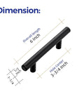 Dimensions of 32 Pack 6 Inch Cabinet Pulls Matte Black Stainless Steel Kitchen Cupboard Handles With 3.75 Inch Hole Center
