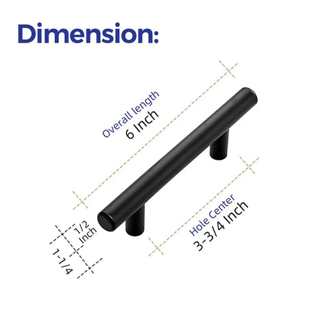 Matte Black Cabinet Handles And Round Drawer Pulls Featuring A Slick Finish For A Game Changing Kitchen Refresh Includes Twenty Five Heavy Duty Picks For No Hassle Installation On All Drawers Today, 6 inch length.