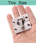 Hand holding stainless steel Two Pack 90 Degree Sliding Barn Door Privacy Lock With Right Angle Latch Cam Lock