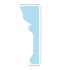 Crosshead Molding Bedford Style side view with dimensions, Factory Primed Polyurethane, Exterior Or Interior Use, Lightweight Yet Durable