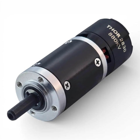 Thor 2830 Planetary Gear Brushless Motor Outrunner 18V Powerhouse with 380W peak, 10 Nm torque, 6mm shaft, 28mm gearbox, 880KV, side view