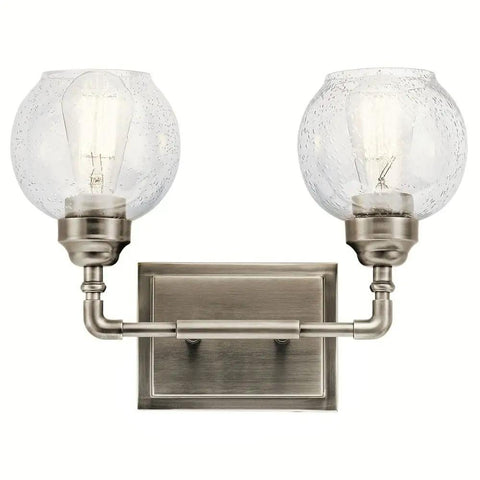 14.75 Inch Two Light Bath Vanity Light in Olde Bronze with Clear Seeded Glass