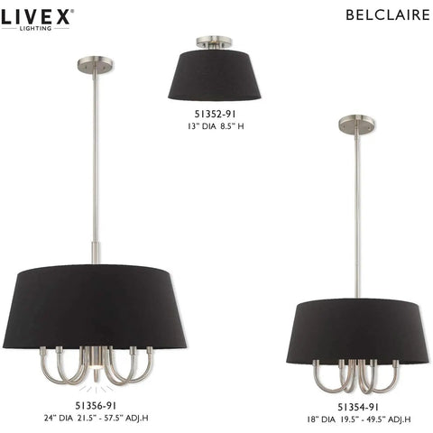 One Light Brushed Nickel Ceiling Mount Fixture With Black Accents, Modern, Slick, High-Quality Metal Ceiling Light options displayed