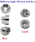Different angles of key and lock from Anti-Theft Locking Nuts 5/16-18 Stainless Steel Security Kit With 4 Locks And 1 Key 18 TPI UNC