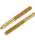 80 Pieces M4 Double Headed Hanger Bolts Yellow Zinc Plated Dowels Self Tapping Screws for Wood Furniture M4x40mm Hidden Joint Fasteners