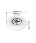 Nylon Pulley Wheel 6x35x7.6mm Six Pack Sliding Conveyor Rollers With 626zz Bearings for drawer, window, door hardware, white