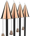 Set of 4 Outdoor Tiki Torches Premium Metal 53 Inch Tall with Snuffer, Fiberglass Wick and 35oz Oil Lamp Copper Finish