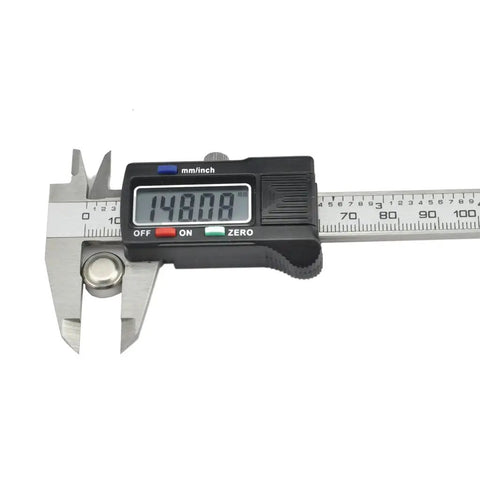 Handy Digital Stainless Steel Caliper Micrometer With Inch And Millimeter Conversion, 0-100 Mm, LCD display reading 14.00 mm