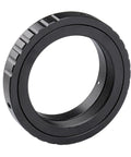 Pro Grade M42 T Ring For Nikon SLR Cameras - Upgraded Aluminum Build With Oxidized Finish, front view.