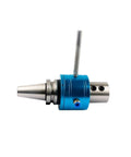 Heavy-Duty Bt50 Cnc Coolant Tool Holder Featuring Side Lock Collet Setup For Precision Milling And Grinding Jobs Dead On Grip Built From Industrial Strength Stainless Steel Oml20 Oml25 Oml32 Oml40 Compatible side view showing blue and stainless steel construction.