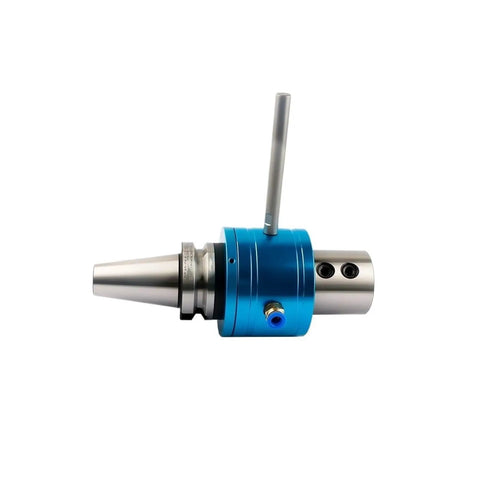 Heavy-Duty Bt50 Cnc Coolant Tool Holder Featuring Side Lock Collet Setup For Precision Milling And Grinding Jobs Dead On Grip Built From Industrial Strength Stainless Steel Oml20 Oml25 Oml32 Oml40 Compatible side view showing blue and stainless steel construction.