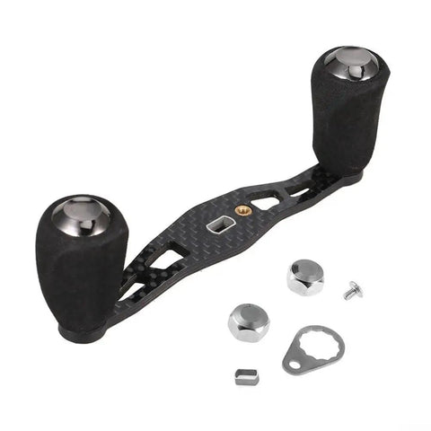 Switch Up Your Gear With This Super Lightweight Carbon Fiber Fishing Reel Handle Featuring A Rock Solid Left Or Right Side Eva Grip Knob That Slams Into Any Rod For Serious Angling Adventures. 12x4cm carbon fiber fishing reel handle with EVA grip knobs and mounting parts