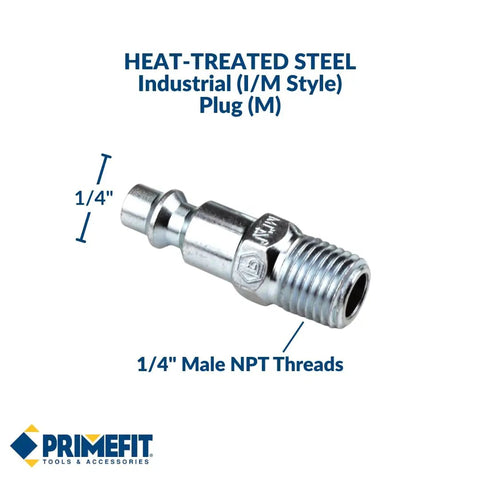 Industrial Style Air Quick Connect Plugs Nipples In Heat Treated Steel One Quarter Inch Male NPT 25 Pack For Air Tools