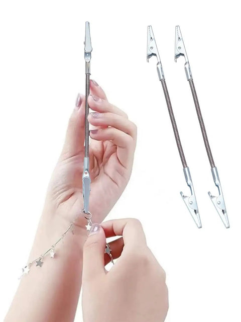 Two Piece Iron Bracelet Tool Set With Alligator Clip And Quick Release Fastening Hooks For Jewelry Making, A Go-To Grab-And-Go Handy Durable Jewelry Helper For Watches, Chains And Bracelets, About 7.2 Inch.