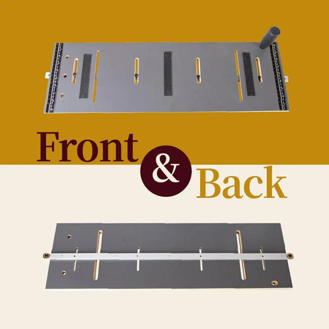 Heavy Duty Table Saw Taper Jig Featuring Triple Adjustable Clamps And A Robust Aluminum Fence For Dead On Bevel Cuts And No Sweat Setup, showing front and back views.