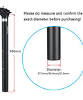 Dope Universal Mountain Bike Seat Post 27.2mm 30.9mm 31.6mm 400mm Long Aluminum 6061 T6 Seatpost diagram and measurements