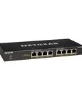 8-Port PoE Plus Gigabit Ethernet Unmanaged Essentials Switch With 83W Budget For Power, desktop view, model GS308PP