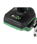 Close-up of 36V MultiVolt Triple Hammer Impact Driver Body Only With 1/4-Inch Keyless Hex Chuck base showing controls and clip.