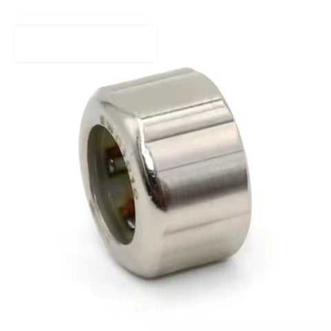 Side view of 10x16x12 mm One-Way Needle Roller Bearing With Steel Cage for axial load, reduces friction and noise