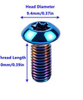 M5 X 10mm 10 Pack Torx T25 Head Screws 304 Stainless Steel Bolts with blue titanium coating, head diameter 9.4mm.