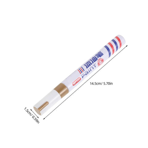 Six Pack Gold Oil Based Paint Markers For Tombstone Restoration And Memorials, Waterproof And Weatherproof, shown in dimension view.