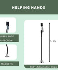 Helping Hands Soldering Station arm with magnetic base, 5-inch length, flexible arm clips, rubber boot protection visible.