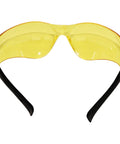 Heavy Duty Amber Safety Glasses With Rad Atac Coating And Grippy Rubber Temples Lock Smoothly During Rough Shifts Wraparound Polycarbonate Lenses Block Impact Hazards Quick In This 12 Pack Crate crafted for tradesfolk, amber tinted with rubber temples.