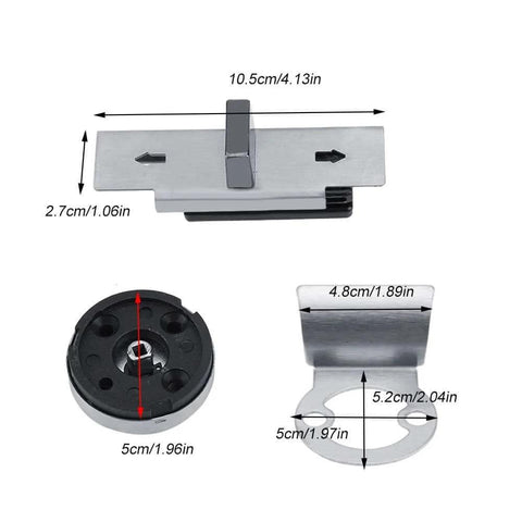 Public Restroom Privacy Door Bolt With Engaged Vacant Indicator And Zinc Alloy Handle, shown with dimensions