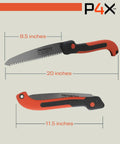 Folding Camp Saw With 8.5 Inch SK5 Steel Blade Heavy Duty Yet Lightweight Safety Lock Ergonomic Non Slip Grip For Effortless Wood Cutting On Trails Camps Or Survival Prep Go To Tool shown unfolded and folded