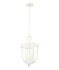 Go-To 3-Light Rustic White Pendant Light Dimmable, Medium Urn Style with Clear Glass Shade, Transitional Modern Design