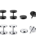 8 Pairs 16G And 18G Wood Turquoise And Stainless Steel Fake Ear Gauges Set For Men And Women Punk Barbell Stud Earrings