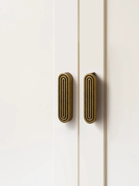 Dang Fine Vintage Antique Brass Cabinet Pulls Built Heavy Duty With Solid Zinc Alloy And Spot On 3 Inch Hole Spacing close-up on white cabinet.