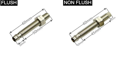 TRC08 1.5DN M8 Connector Small Motion Sensor Photoelectric Sensor With Compact Build Plug In No Fuss Setup Reliable Detection For Conveyors Robotics Automation And Industrial Machines, flush and non-flush M8 sensor views