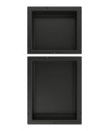 All-In-One Niche With Double Recessed Shower Shelves, Two-Shelf Bathroom Organizer, 34 Inch High By 16 Inch Wide, Black Finish