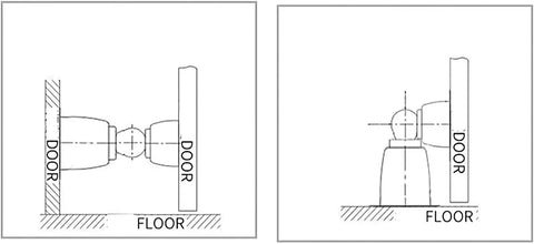 Heavy Duty Gold Door Stop With Strong Magnetic Catch Prevents Slamming No Drill Needed For Wall Mounting side view diagram