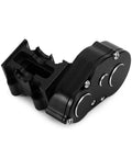 Durable Aluminum Transmission Kit for 1/30 Scale Axial SCX30 Upgrade, CNC aluminum gearbox, stainless gears, black finish.