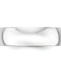 Slick 10K Solid White Gold Wedding Band For Men Comfort Fit Half Round Ring With Polished Rhodium Shine Classic Daily Driver Premium Jewelry Gift Size 8 from top view