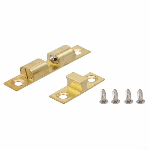 Double Ball Tension Roller Catch Latch For Cabinet Doors, Adjustable Solid Brass Door Stopper In Gold Tone with screws