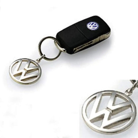 Volkswagen Metal Key Chain Keyring Fob Silver, Durable Stainless Steel VW Keychain With Large Ring, Volkswagen Logo Pendant