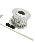 Premium 20 Tooth Timing Pulley And Synchronous Belt Kit Aluminum Alloy Construction with bolts and wrench for CNC setups.