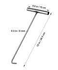Stainless Steel T Hook Well Cover Hook For Manholes Pro Grade Heavy Duty Lift Tool with spring pull, dimensions labeled.