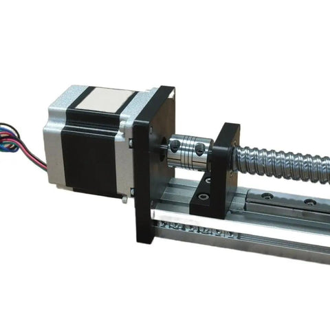 Pro Grade CNC Linear Motion Stage With C7 Ball Screw Driven Guide Rail For 3D Printers And Robotic Arms Kit DIY Friendly Precision Slide Rail 50mm To 1000mm Length For Industrial And Hobby Use, motor and lead screw close-up
