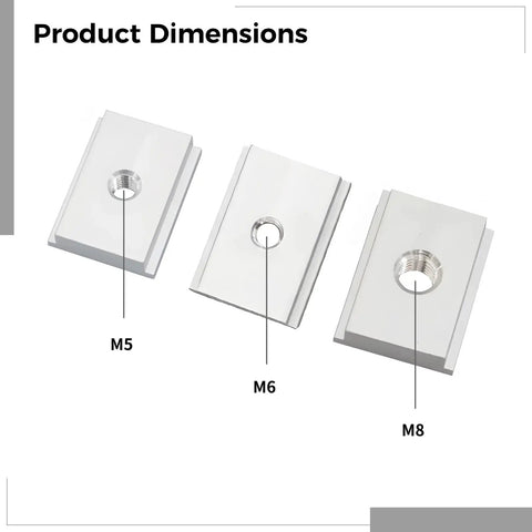 30 Piece T Slot Nut Kit Aluminum Drop In Nuts For M5 M6 M8 T Track Mounting dimensions shown