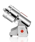 Side view of 800G High Speed Electric Stainless Steel Grain Grinder And Pro Grade Crusher for home and commercial use.
