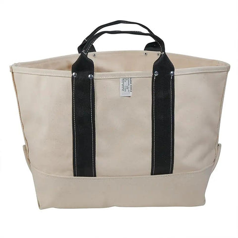 Heavy Duty Canvas Tool Bag 19 Inch Open Top Design With Natural No 6 Canvas, Reinforced Riveted Web Handles, Dual Layer Bottom